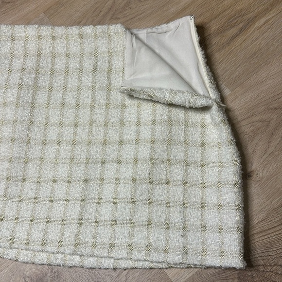 NWT Endless Rose ‘Leading Lady Plaid Tweed Ivory Mini Skirt size XL - Picture 4 of 15